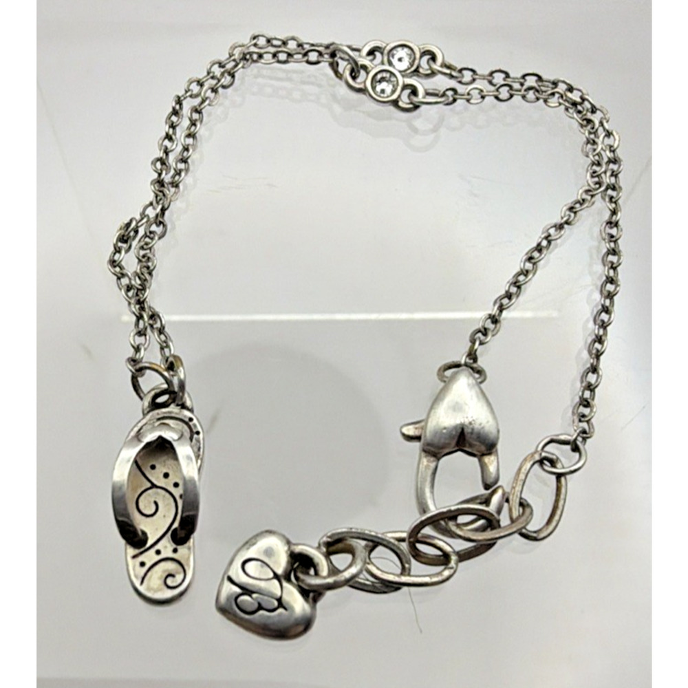 Brighton Heart Charm Anklet Rhinestone Flip Flop Sandal